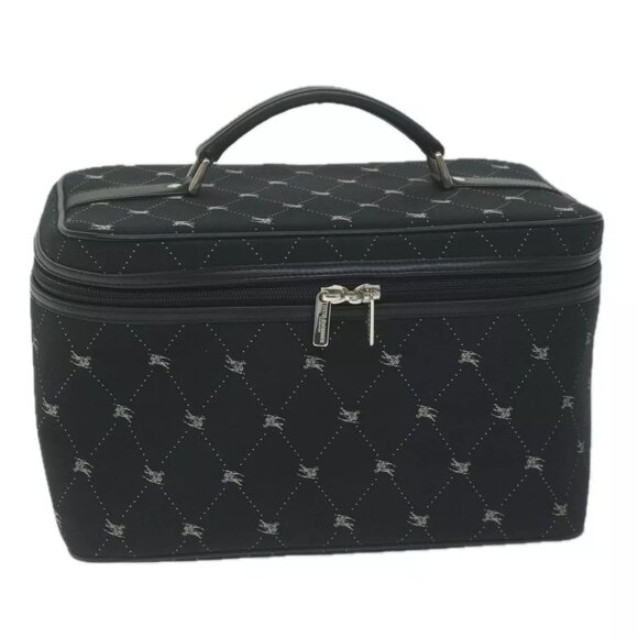 BURBERRY Blue Label Vanity Hand Bag Canvas Black Auth - Picture 1 of 16